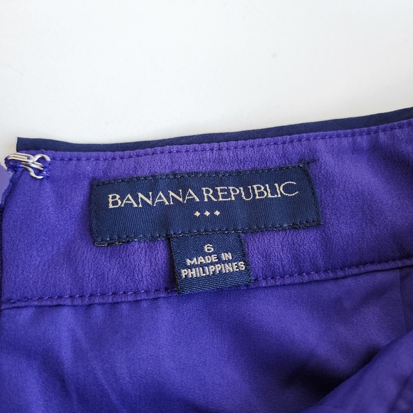 Banana Republic Womens Mini Pleated Skirt Purple Pockets Lined Tie Strap Sz 6 - Picture 6 of 10